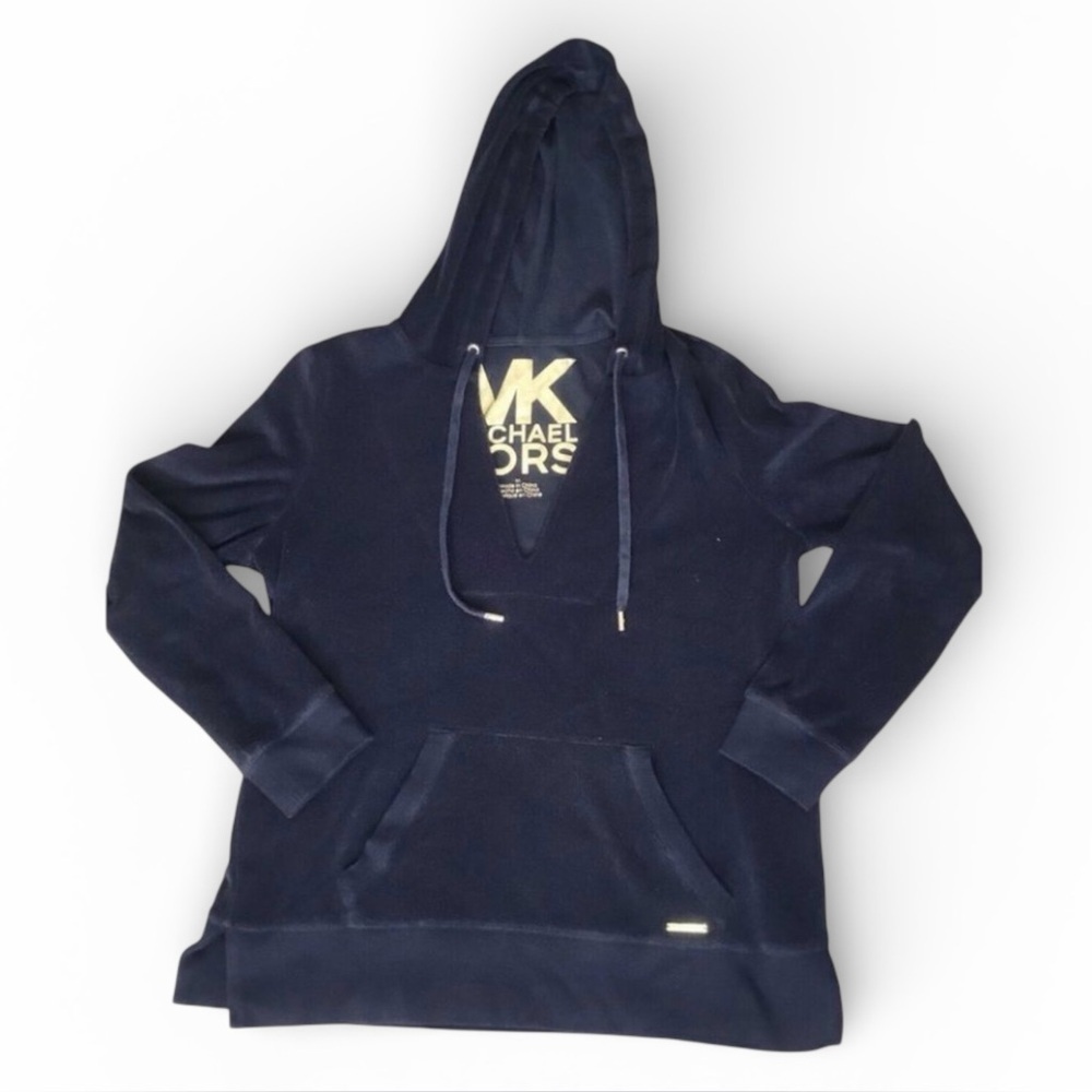 Michael Kors Womens Hoodie Jacket Size Small V neck Velour Pullover
